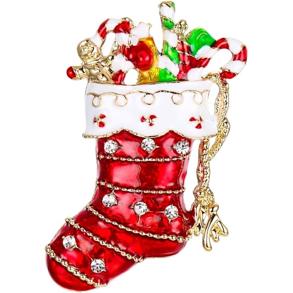1 st Kristallröd Julstrumpa Godis Brosch Nål