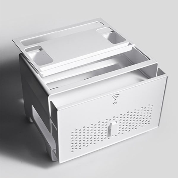 Router förvaringsbox dubbla lager ihålig löstagbar Dammtät värmeavledning Kabelhanteringsbox vit
