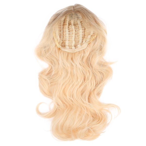 Långa lockiga vågiga peruker kvinnor Kvinnor syntetiskt hår i mitten Peruker Gradient Guld 68cm (lc356)