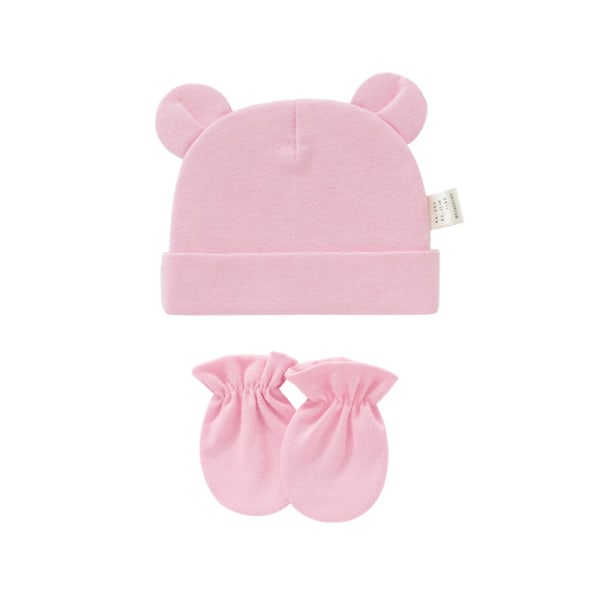 Nyfødt baby lue hansker sett rosa dress