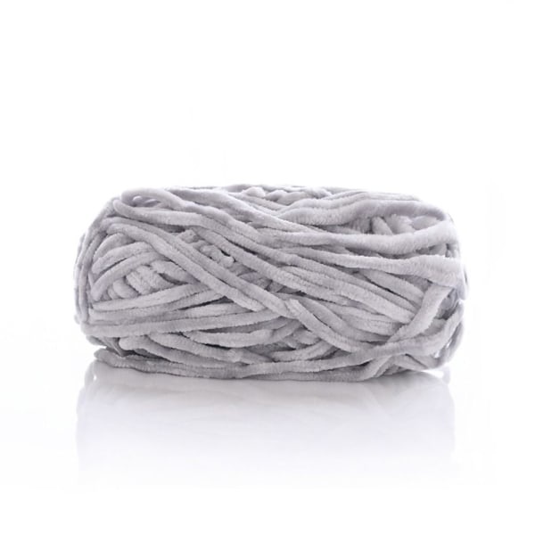 Chenille Sammet Garn Chunky Stickade Kardade Trådar GRÅ grå