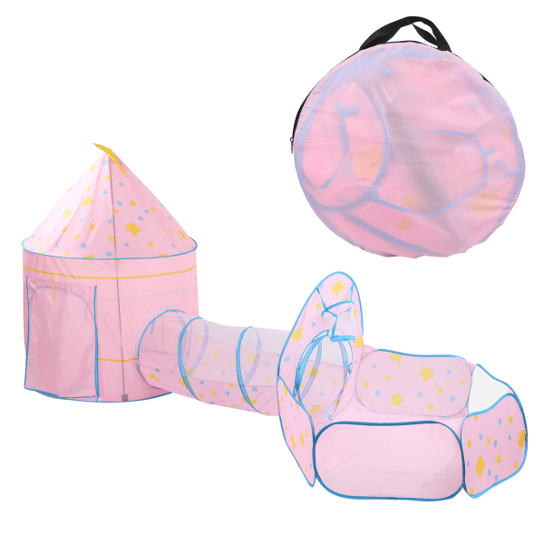 3 kpl Baby teltta Lasten ryömivä tunneli leikkiteltta Sisällä Lasten Toddler Lelupallo PoolPink