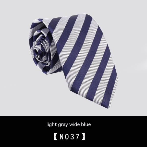 Affärsklädsel, 8 cm slips, handslips för män, professionell ljusgrå bred blå N037, ett stycke