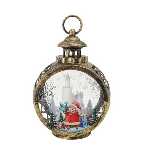Joulun vintage koristeellinen kynttilälyhty Joulun koristeellinen lyhty LEDillä välkkyvä liekitön kynttilä pronssinen iso joulupukki