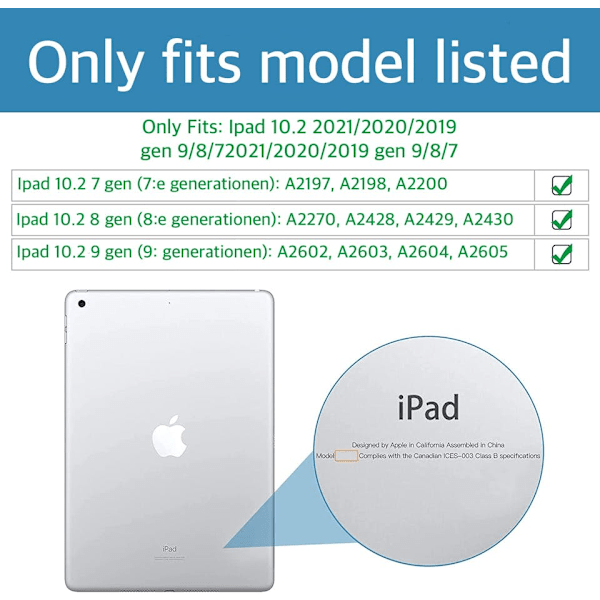 iPad 10.2 Tommer Cover Foldbart Sort