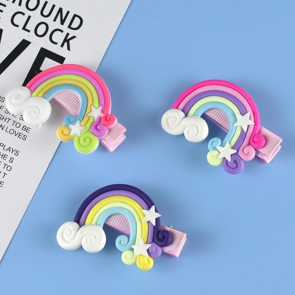 9. Baby Girl Cloud Lollipop Rainbow Hair Clip Set Jenter Barn P