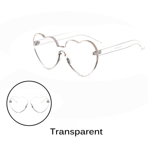 Hjertesolbriller Klare briller Solbriller TRANSPARENT Gjennomsiktig Transparent