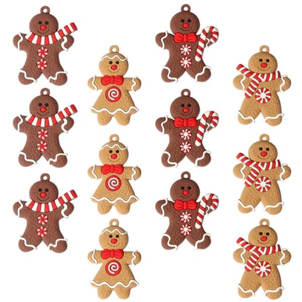 24 stk. julehengende pepperkakemann-pynt