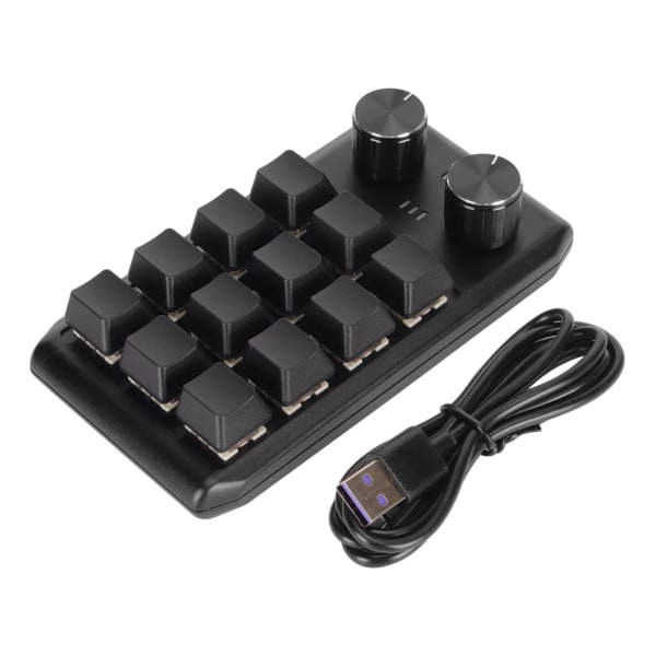 Mini Custom tastatur 12 mekaniske taster 2 knotter Programmerbar rød bryter Programmering Makro tastatur for PC Gaming Multimedia Kablet USB