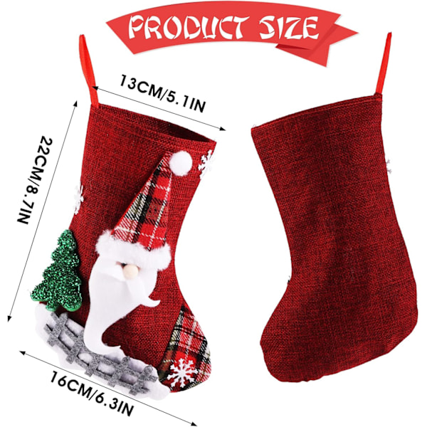 3-pack julstrumpor 3D stor tomte, tomte, snögubbe, ren