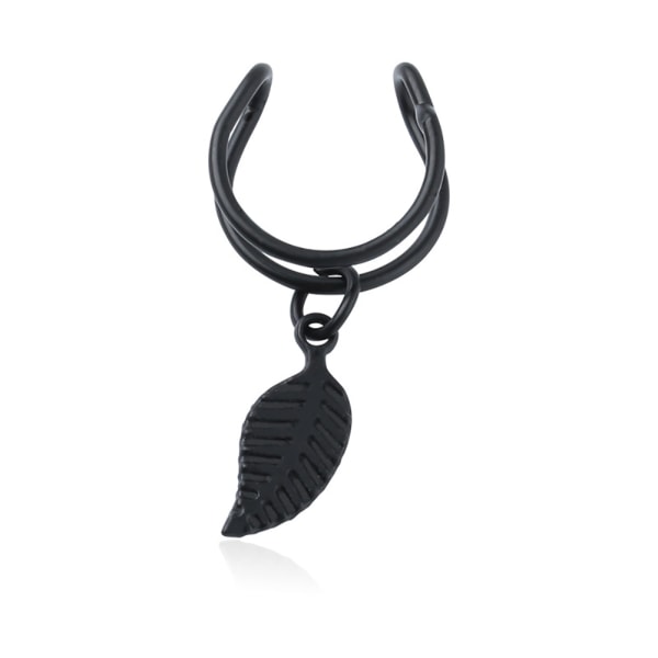Simple kvinder legeringsøreringe bladvedhæng Stilfuldt øretilbehør (sort)