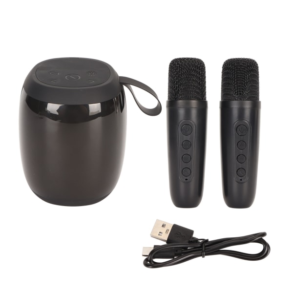 Mikrofon Bluetooth højttaler med 2 mikrofoner RGB lys karaoke maskine højttaler mikrofon sæt til indendørs udendørs sort