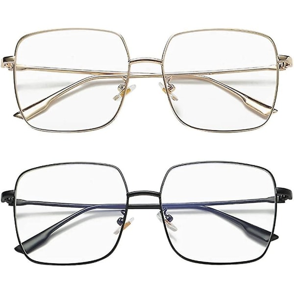 Blått lysblockerande glasögon dam Antireflex Uv-filter Datorspelsglasögon Retro Matal fyrkantig glasögonbåge