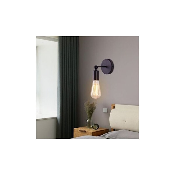 Enkel Industriel Vægslampe i Jern, Loftlampe Modern Loft E27 Armatur til Hjem, Café, Køkken, Stue og Soveværelse, Hotel, Sort
