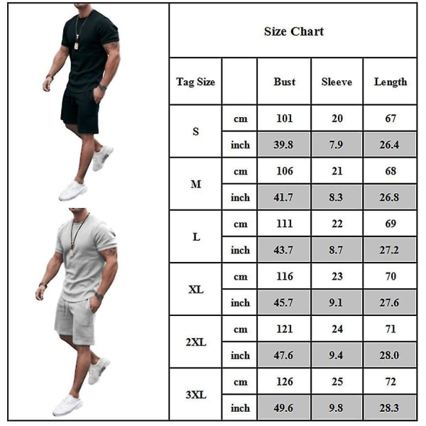 2 stk/sett Herre Kortærmet T-skjorte + Shorts Sett M