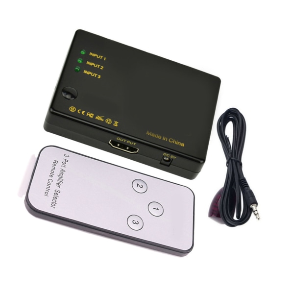 4K HD Multimedia Interface Switcher 3 in 1 Out IR fjernkontroll HD Multimedia Interface Splitter