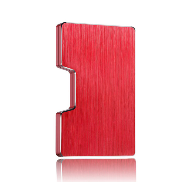 Män Plånbok i aluminiumlegering Pengaklämma Plånbok RFID Blockering Slim Cash Kreditkortshållare Handväska Red