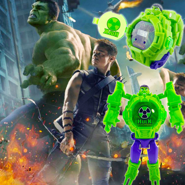 Barn Pojke Tecknad Superhjälte Transformator Leksaker Rem Watch The Incredible Hulk