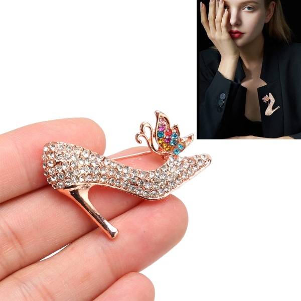 Høye hæler brosje pin Rhinestone dekorasjon legering krage pin smykker for frakk genser