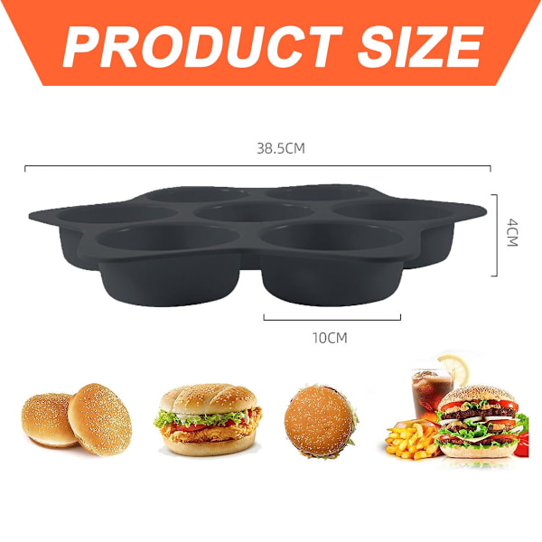 Silikonform til hamburgerboller, perforeret silikoneform til hamburgerboller, non-stick bageform til at lave boller