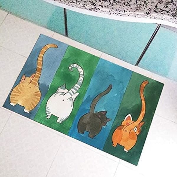 Door Mat Welcome, Cat Pattern Doormat, Non-Slip Doormat