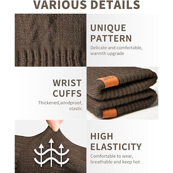 Vinter Thermal - Fleecefodrade Pekskärm Stickade Thermal i Stretch för Löpning Skidåkning Cykling Vandring Camping - Herr & Dam Khaki