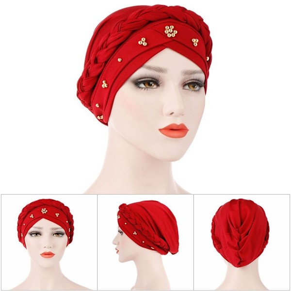 Kvinners Turban Cap Perle Halsduk KAFFE