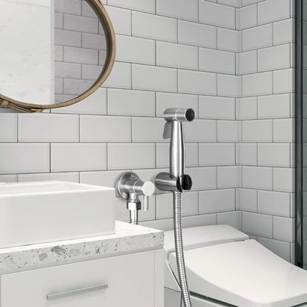 Ruostumattomasta teräksestä valmistettu WC-suihku, bidee-suihkusetti, WC-suihku hanasuuttimelle