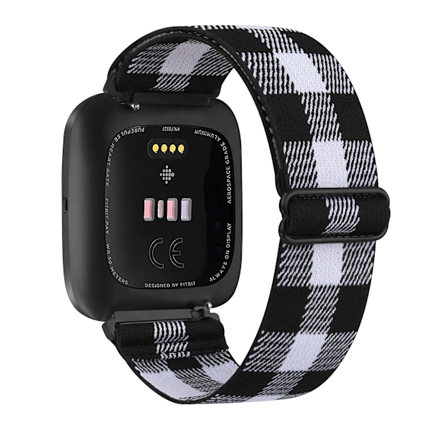 Elastisk vävd loop för Fitbit Versa 3 2 Versa Lite armband justerbart nylon sportarmband armband för Fitbit Sense b Black and white