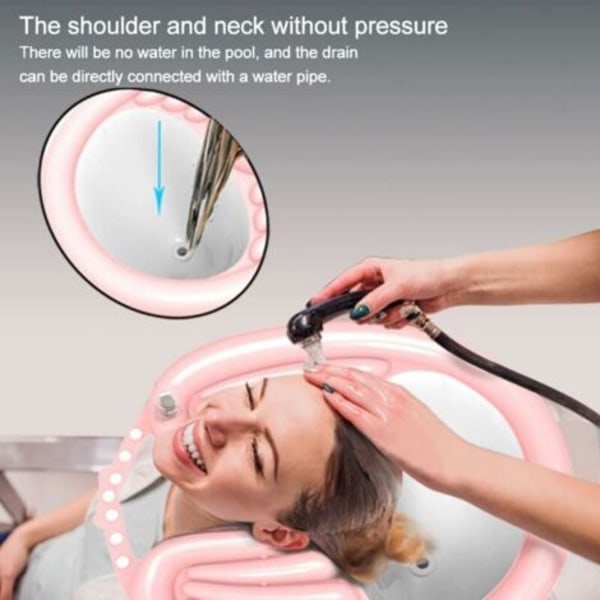 Plateau Portable - Tvättställ, Schampoback för hemmet, Back för att tvätta håret, Uppblåsbart handfat, Sängbassäng för hårtvätt - rosa.pa