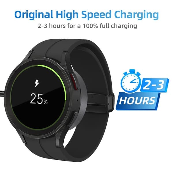 USB-C Lader for Samsung Galaxy Watch 3/4/5/6/7, Active 1/2 Svart—pa