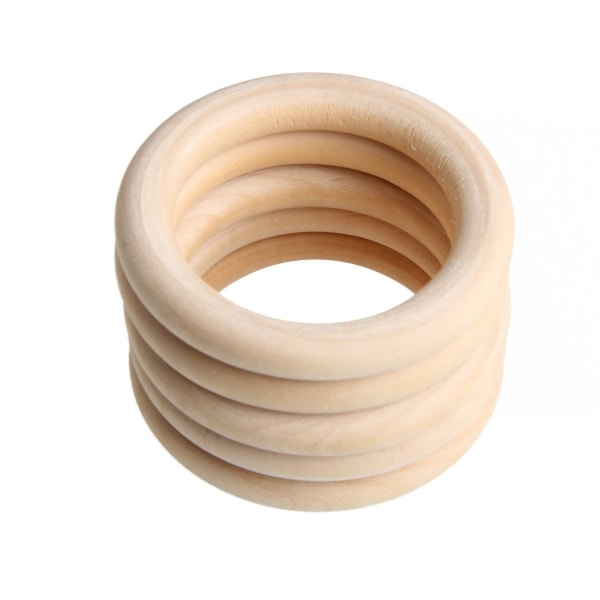 5 kpl/setti 70 mm Vauvan Puinen Nauharenkaat Kaulakoru Rannekoru DIY-käsityö Korujen Teossa Puurenkaat Luonnollinen