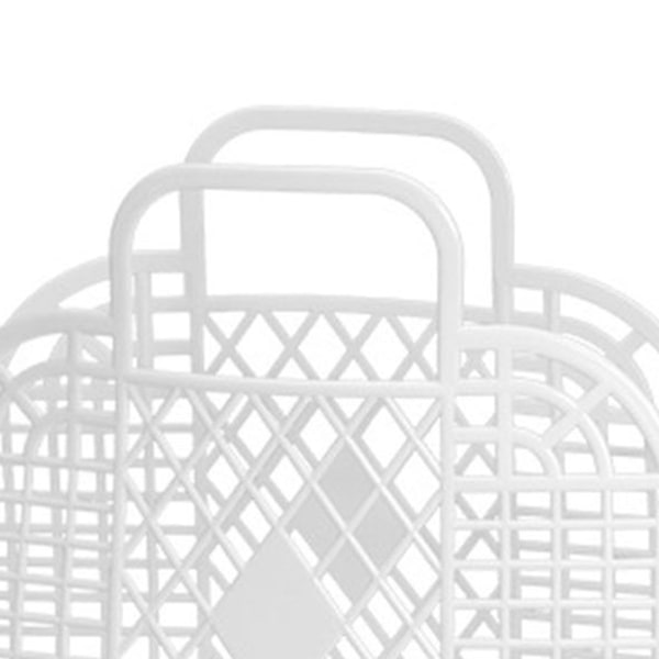 Hul Oppbevaringskurv Plast Gjenbrukbar Bærbar Sammenleggbar Bag for Strand Hjem Nattbord Shopping Leker Klær Hvit 250x110x220mm/9.84x4.33x8.66in