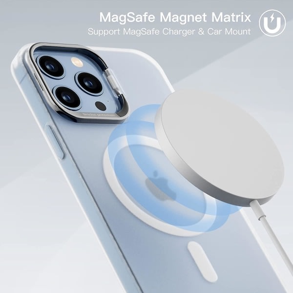 Magnetisk etui med støtteben kompatibelt kompatibelt med Iphone 13 Pro Max/iphone 13 Pro/iphone 13, stødsikkert beskyttelsescover Hvid iPhone 13 Pro Max