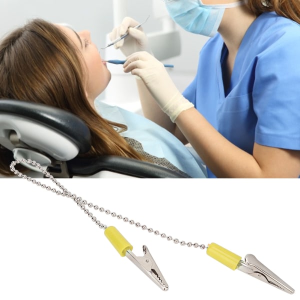5 stk. Dental Lab Bib Clip servietholder med fleksibel stålkuglekæde Tandlægetilbehør Gul
