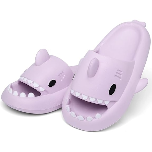 Herre- og damesandaler i hajform - sommer sandaler med åben tå, skridsikre badesandaler til strand og pool med tyk sål Lilla Purple 36/37