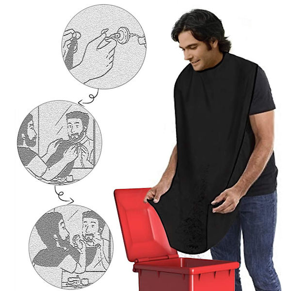 Skäggförkläde för skäggdesign  Samlingsduk för hår Skäggklippning Rakning Present till män（Vit）