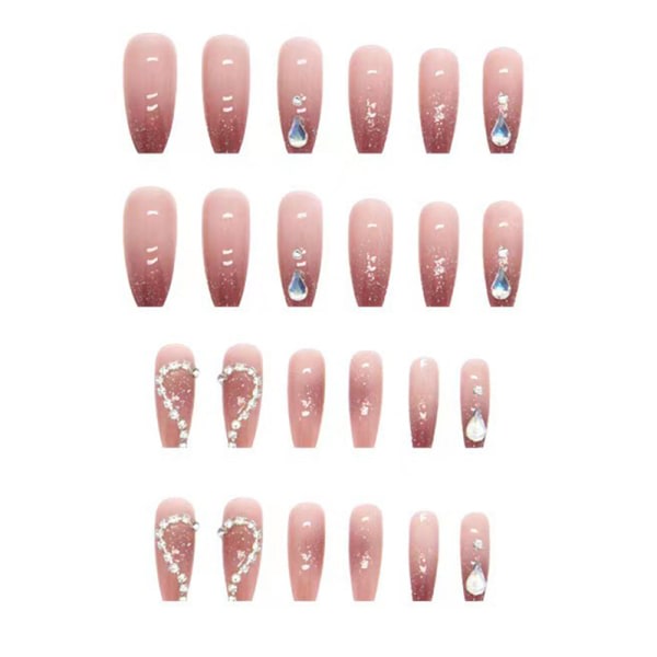 Tryck på naglar Kista Ballerina Gradient Fake Nails Hjärta Heltäckande Cover Falska Naglar