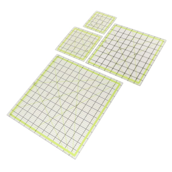 4 stk akryl quilting lineal Quadrate Grid Lines Dobbelt farve klar stryge lineal til skæring af stof til målinger