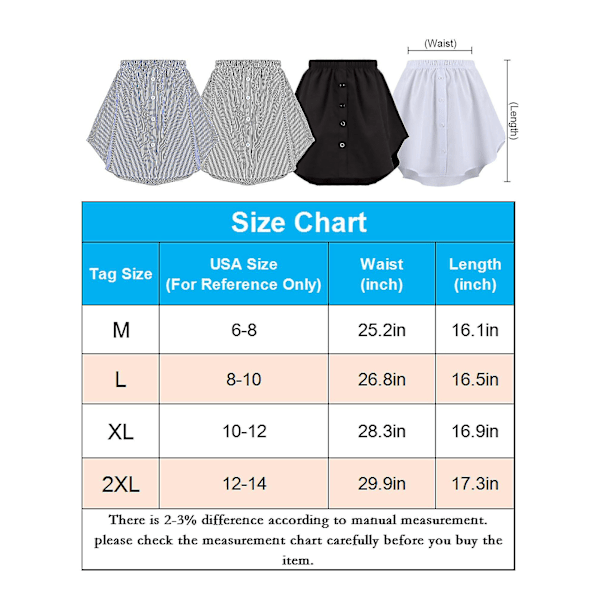4 stk Skjorteforlengere for Kvinner Justerbar Lag-på-lag-look Falsk Topp Bunn Sweep Skjorte Halvlang Mini Skjørt (Multifarget, XL)