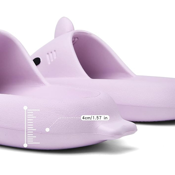 Herre- og damesandaler i hajform - sommer sandaler med åben tå, skridsikre badesandaler til strand og pool med tyk sål Lilla Purple 40/41