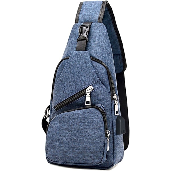 Paris Sling Bag, brystveske med USB-ladeport, menn kvinner lett crossbody for fotturer, sykling, reiser
