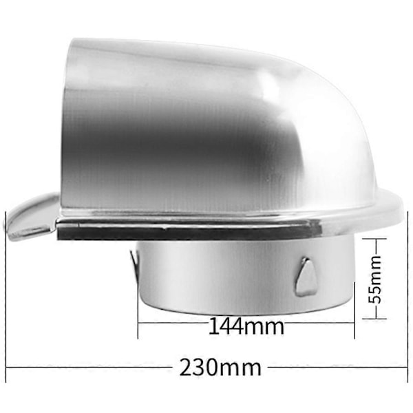 6 tuuman 150 mm vedenpitävä ruostumattomasta teräksestä valmistettu tuuletusaukko, tuuletuskuvun korroosionesto poistoilman ulosvetäjä seinäilmalle.pa