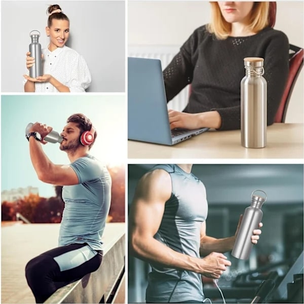1L Ruostumattomasta Teräksestä Valmistettu Vedenpullo, Urheiluvadenpullo, BPA-Vapaa Vuotamaton Metallivedenpullo