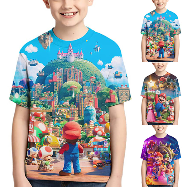 Kompatibilitet med Pojke Nintendo Super Mario Run grafisk t-shirt tecknad kortärmad B