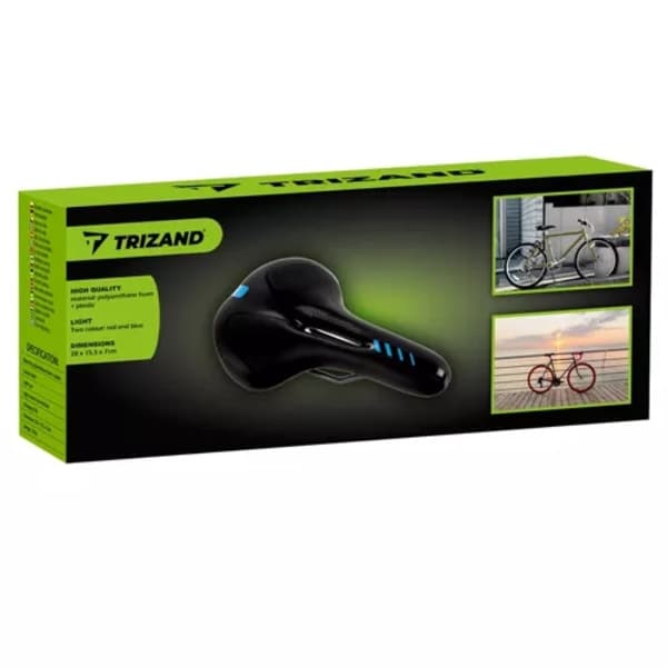 Bike saddle with USB LED light - Black bicycle saddle