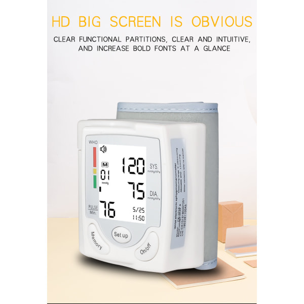Paris Bärbar automatisk blodtrycksmätare medicinsk digital LCD-display W