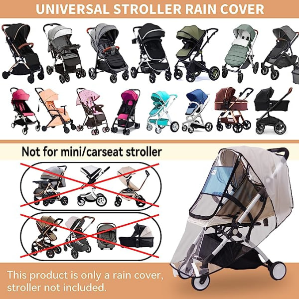 Universal regnbeskyttelse for barnvagnar, Regnhuva for barnvagnar, vinduer med bekvem adgang, bh luftcirkulation, ingen skadliga stoffer