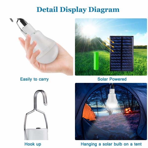 2-pak bærbar solcellecampinglampe, LED-sollampe (PA)