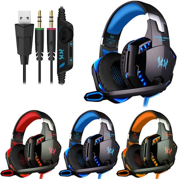 Gaming Headset - PC / Hörlurar Kotion Each G2000 med LED Blå